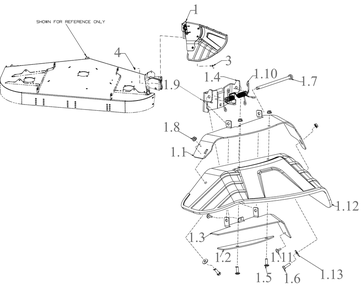 Discharge Chute Diagram and Parts List for ZTXS4-54KH (47RSCAB7A10)(2023) Cub Cadet Lawn Tractor